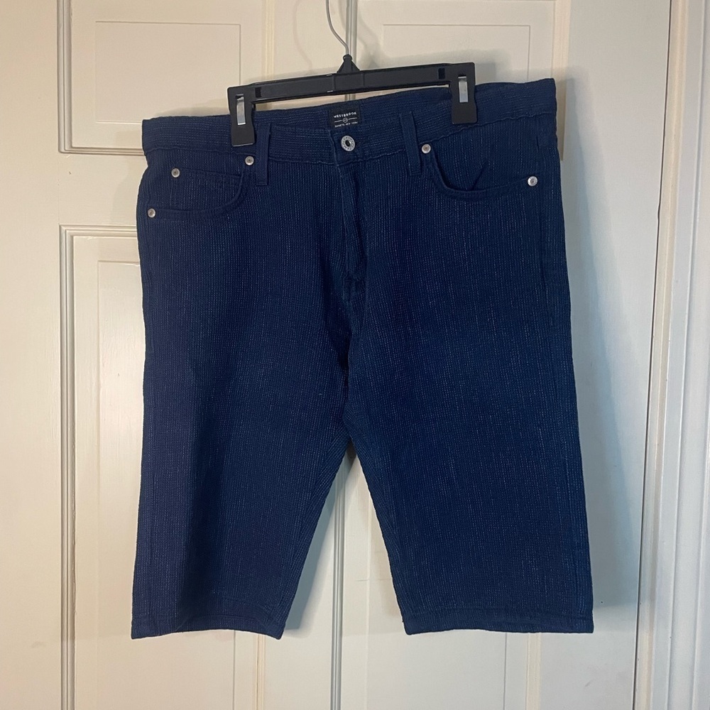 Westbrook X Barneys NY Collaboration Indigo Crossweave Shorts Sz 34 Blue NWT